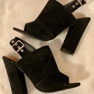 STEVE MADDEN Pasqual Black Suede Heels (Size 5.5)